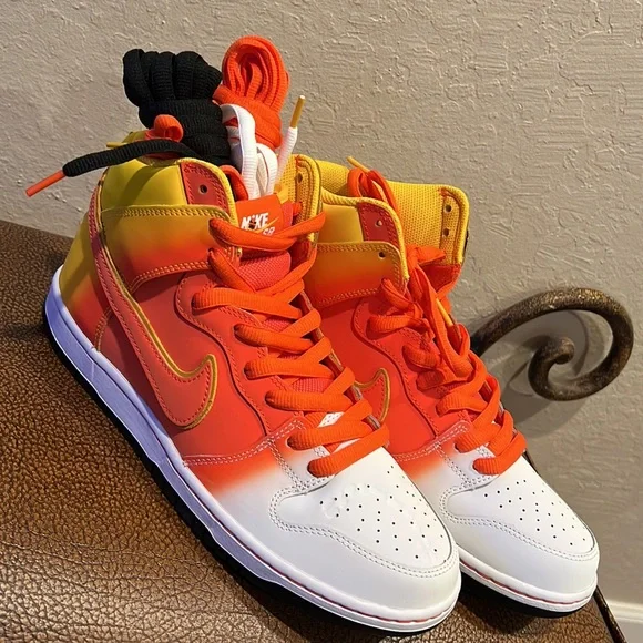 Brand New Rare Nike SB Dunk High Orange/Yellow Sweet Tooth Candy Corn Sneakers!